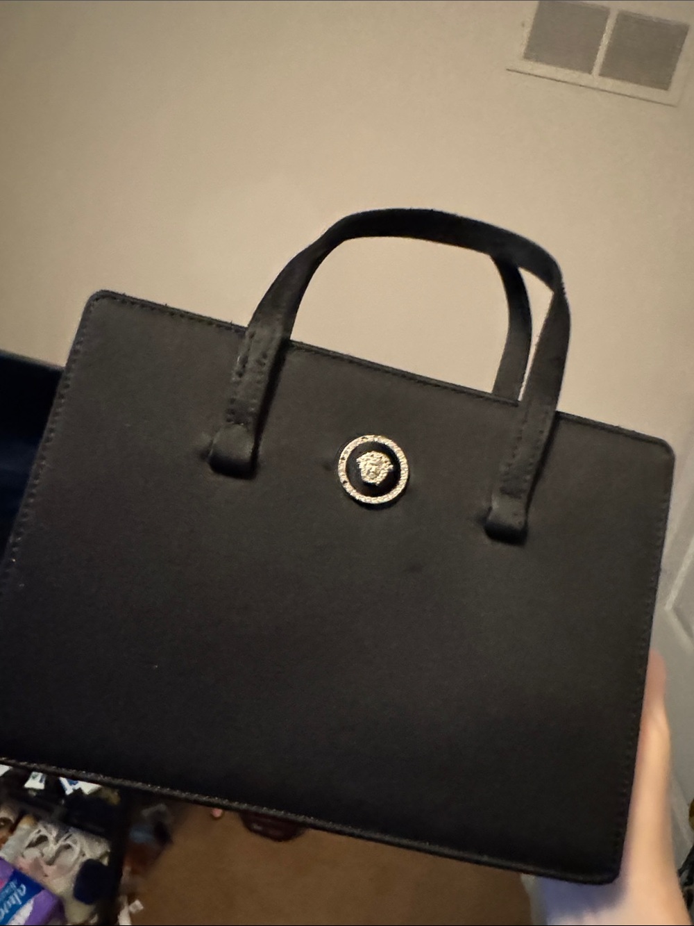 Vintage VERSACE Classic Black Top-Handle Women's Tote